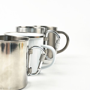 Camping Carabiner <strong>Coffee</strong> Drinking <strong>Folding</strong> Mug with Handle Stainless Steel Cup Metal Double Wall Beer Tea Pint 200ml 300ml 400ml - Product Image 6