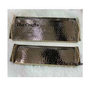 Plateau de service en acier inoxydable de luxe, finition polie, couleur argent or, vaisselle de table pour la maison et les restaurants, bol à chocolat, prix bas - Product Image 5