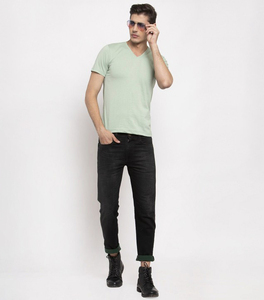 Chemise col en V hommes col rond manches longues coton t-shirts décontracté pur coton t-shirt - Product Image 6