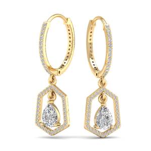 REYES Nouveautés Boucles d'oreilles pendantes en or massif 14 carats certifiées GRA avec moissanite pour femmes Bijoux de luxe pour mariage et soirée - Product Image 3