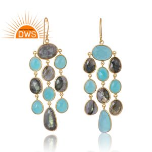 ต่างหูพลอย925สีเงินสเตอร์ลิงและหินลาบราดอไรต์ธรรมชาติสำหรับผู้หญิงเป็นของขวัญ - Product Image 1