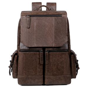 Sac à dos en cuir véritable pour hommes Noir Jeunes hommes Sacs à dos en cuir pour ordinateur portable Sac à dos scolaire de haute qualité en marron Sacs de voyage personnalisés - Product Image 1