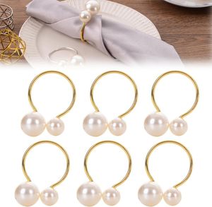 Anneaux de serviette en or moderne Décoration de table en perles de luxe Accessoires de mise en place de table élégants Anneaux de serviette simples et élégants - Product Image 6
