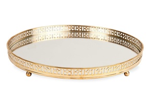 Bandeja para servir comida terminada en plata con asa Bandejas de metal de diseño de lujo de Venta caliente - Product Image 5