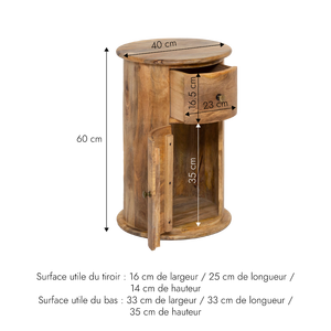 Mesita de noche de madera de mango con puerta - Product Image 5