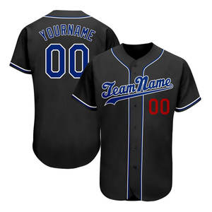 Maillot de baseball authentique personnalisé noir et rouge royal, qualité supérieure, nom et numéro brodés en sergé, vêtements pour les passionnés de sport - Product Image 1