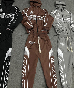 Ensemble coupe-vent en nylon de haute qualité, grande taille, à capuche, uni, style sport décontracté, respirant, streetwear d'hiver, léger, personnalisé - Product Image 1