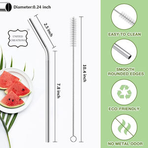 Pajitas reutilizables de silicona y acero inoxidable 304 con logotipo personalizado al por mayor, accesorios de barra sostenibles con cubiertas empaquetadas en caja - Product Image 5