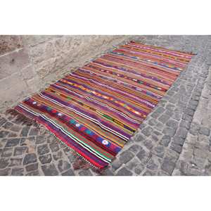 Tapis en laine beige ethnique classique 5.6x10.8 pieds Vintage Style turc Patchwork Rectangle Design pour salon couloir Latex - Product Image 3