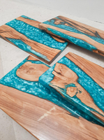 Tabla de Queso de Resina Epoxi Natural, Arte Indio Exótico, Utensilios de Cocina de Madera de Acacia, Tabla de Cortar Rectangular Sostenible, Apta para Lavavajillas