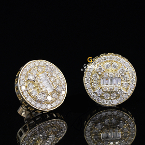 Fabulosos pendientes de moda para mujer de oro amarillo de 10kt, diamantes exclusivos, corte Baguette, compromiso brillante, aniversario de boda - Product Image 1
