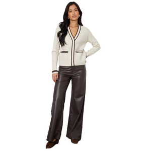 Cárdigan de punto de mezcla de lana con cuello en V personalizado de lujo para mujer acogedor cálido Otoño Invierno moda prendas de vestir exteriores estilo Casual al por mayor - Product Image 4