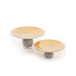 ชุดที่วางเค้กช็อกโกแลตสองชิ้นพร้อมฐานไม้ขาตั้งเค้กสีดำและสีทอง - Product Image 6