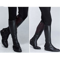 Bottes d'équitation en cuir pleine longueur noires avec fermeture éclair latérale pour l'équitation, style demi-chaps en cuir souple pour cavaliers
