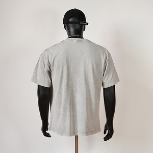 T-shirt vintage en coton 280 GSM à épaules tombantes, coupe ample et oversize, effet délavé, vierge, grande taille pour hommes - Product Image 2