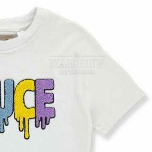 Fourniture directe d'usine en nouveau stock T-shirt brodé Nouveau design T-shirt brodé de couleur unie - Product Image 3