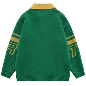 Suéter de Punto Jacquard Personalizado con Logotipo OEM para Hombre, Sudadera de Invierno de Algodón de Punto con Cuello Polo, Suéteres Universitarios para Hombre - Product Image 2