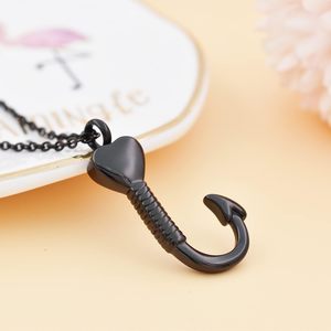 Heart Black Hook Keepsake Jewelry Stainless Steel Hook Cremation Urn <b>Necklace</b> Pendant <b>Ashes</b> Urn Memorial Unisex Custom Size - Product Image 6