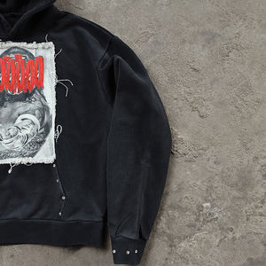 Sweat à capuche zippé pour homme en molleton bouclette, style streetwear, délavé à l'acide, fonctionnel, avec strass, grammage lourd, personnalisable OEM - Product Image 3