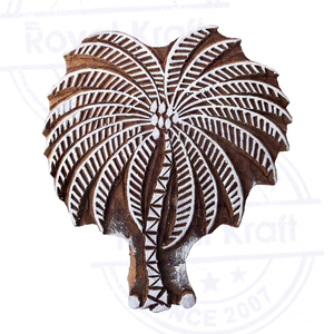 Handmade 1pc <b>Wood</b> <b>Block</b> with Coconut Tree Design Impressive Big Printing Stamp - Product Image 2