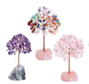 Arbre de pierres précieuses en cristal d'améthyste de style Feng Shui fabriqué à la main avec fil de cuivre de guérison décorative sur une base d'améthyste naturelle - Product Image 2