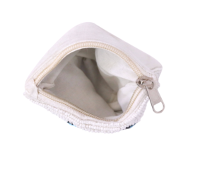 Sac à main perlé décoratif personnalisé pour le jour du jeu avec fermeture à glissière Petites formes carrées Sacs à monnaie perlés - Product Image 3