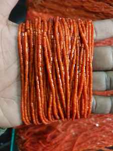 Cuentas de vidrio de coral Venta de cuentas de vidrio Cubo de tubo cuadrado de 2mm 3mm 4mm Colores de coral naranja para hacer joyas Cuentas sueltas en hebra. - Product Image 2