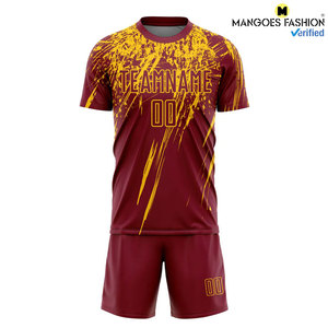 Maillots de terrain durables personnalisés accrocheur pourpre jaune sublimation uniforme de football vêtements de football personnalisés - Product Image 3
