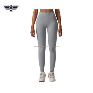 Meilleurs ensembles de leggings de yoga et de fitness pour femmes, de haute qualité, unis, longueur cheville, taille haute, avec taille élastique, en Spandex/Nylon extensible - Product Image 5