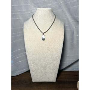 Navajo Handmade Sterling Silver Pendant with White Buffalo Bezel Setting Inlay - Product Image 6