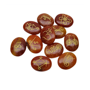 Piedra ovalada Karuna con forma de ágata roja de alta calidad, juego de Karuna de 13 piezas, cristal curativo natural, piedras preciosas de Reiki, juego de Karuna al por mayor - Product Image 3