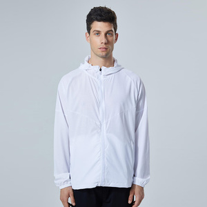 เสื้อแจ็คเก็ตกันลมมีฮู้ดสำหรับเล่นกีฬากันลมมีซิปแบบเต็มสีพื้นเป็นมิตรกับผิวสินค้าใหม่ - Product Image 2