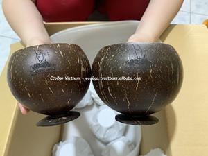 Eco2go Vietnam Vente en gros de tasse de noix de coco écologique artisanale/100% tasse de coquille de noix de coco polie de logo personnalisé de quantité minimale de commande bas naturel - Product Image 6