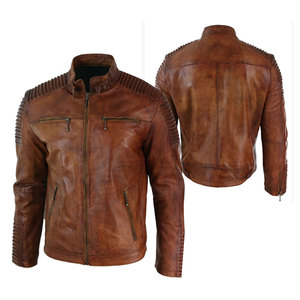 เสื้อแจ็กเก็ตหนังแท้สำหรับผู้ชาย, เสื้อแจ็กเก็ตมอเตอร์ไซค์เสื้อโค้ทหนังหนาสำหรับฤดูใบไม้ร่วง - Product Image 3
