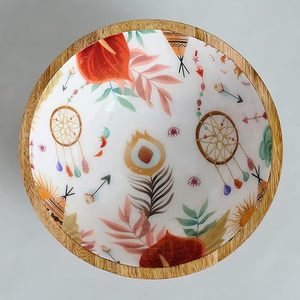 Cuenco de madera impreso personalizado, cuenco para servir sopa esmaltado seguro para alimentos para Hotel, restaurante, utensilios de cocina decorativos para fiestas - Product Image 3