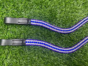 หนังม้าพืชพรีเมี่ยมม้าคอกคลื่นรูปร่าง Browbands พร้อมปรับแต่งอุปกรณ์ม้าคริสตัลห้าแถวสี - Product Image 3