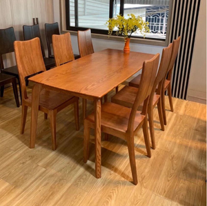 Juego de Mesa y Sillas de Comedor de Madera Maciza de Alta Calidad para 6 Personas con Diseño de Patas de Metal, Muebles para Sala de Estar, Apartamento, Villa - Product Image 3