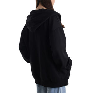 Sudadera con Capucha Holgada de Diseño Personalizado, Estampada de Invierno, con Cierre Frontal Negro, para Mujer, Unisex, Estilo Oversize, Hombros Caídos, Color Sólido - Product Image 3