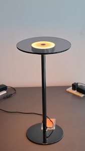 Lumetal Modern Black LED Desk Lamp with Round Base Push Dimmer AC Powered for Home Office Glass Shade - Product Image 2