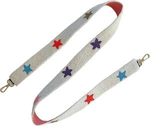 สายกระเป๋าลูกปัดทำมือพร้อมลายดาวสีสันสดใสปักบนพื้นหลังสีเงินปรับได้กระเป๋าสะพายพาดลำตัวสำหรับเปลี่ยนกระเป๋าถือ - Product Image 1