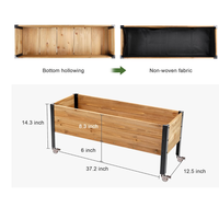 Vente en gros de jardinières rectangulaires en bois écologiques, biodégradables, naturelles, avec pieds en acier, style classique, taille personnalisable