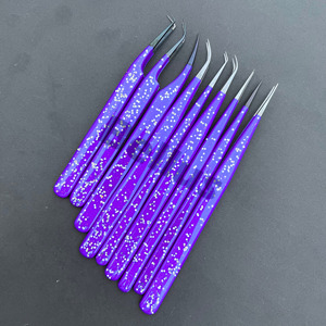 Pinzas de pestañas de volumen profesional, cristal único recubierto con punta fina, Nano agarre, brillo mate para uso en salón, herramienta de elaboración de pestañas - Product Image 2