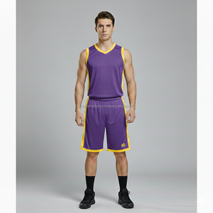 Ensemble de shorts et de maillots de basket-ball pour hommes adultes en gros, uniformes d'entraînement scolaire, impression par sublimation personnalisée, 100% polyester - Product Image 3