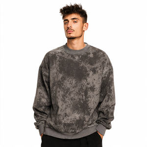 Men Acid Washed Sweatshirt Drop Shoulder Crew Neck Sweat Shirt Men's Winter Streetwear Vintage Wash Baggy Sweatshirts Mens - Product Image 2