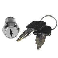 Serrure de distributeur automatique de sécurité de premier ordre, en alliage de zinc de 19 mm, finition plaquée zinc, entraxe de 38 mm, clé plate, 2 clés, fonction de verrouillage ABA