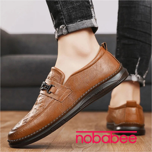 Nobabee, mocasines sin cordones para hombre, mocasín moderno, zapatos informales de cuero transpirable para el trabajo, fines de semana, ligero, con punta cerrada, nuevo - Product Image 4