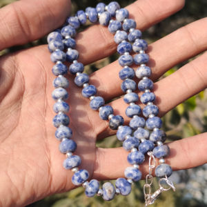 Collar de cuentas infinitas de sodalita genuina de 8 mm con acabado pulido o mate, collares de cuentas finas - Product Image 1
