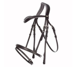 La brida Snaffle tiene una banda nasal cavesson que es ajustable en ambos lados. La brida base de color tiene una banda nasal cavesson - Product Image 2