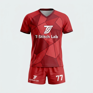 Nouvelle arrivée, uniforme de volley-ball unisexe, manches courtes, col rond, 100% polyester respirant, adultes, toutes saisons, haut uni, motif uni - Product Image 6