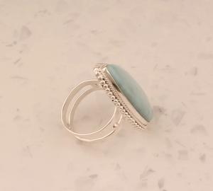 แหวนพลอยลาริมาร์ตัดรูปลูกแพร์คลาสสิกแบบ925เงินสเตอร์ลิงทำด้วยมือตั้งได้อเนกประสงค์สำหรับงานแต่งงานของขวัญวันเกิด - Product Image 2